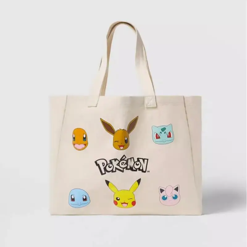

Kawaii Pikachu Сквиртл Bulbasaur Eevee сумка через плечо мультяшная девушка большая емкость Холщовая Сумка Студенческая сумка для хранения книг сумка