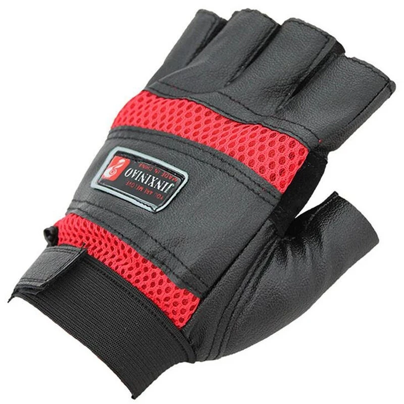 Men Outdoor Half Finger Sport PU Leather Mesh Gym Fitness Glove Men's Bird Pattern Non Slip Bicycle Cycling Mitten G41 4