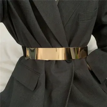 Metal Elastic Belt For Women Designer Gold Silver Waist Strap Female Coat Dress Wedding Decorative Corset Girdle 3