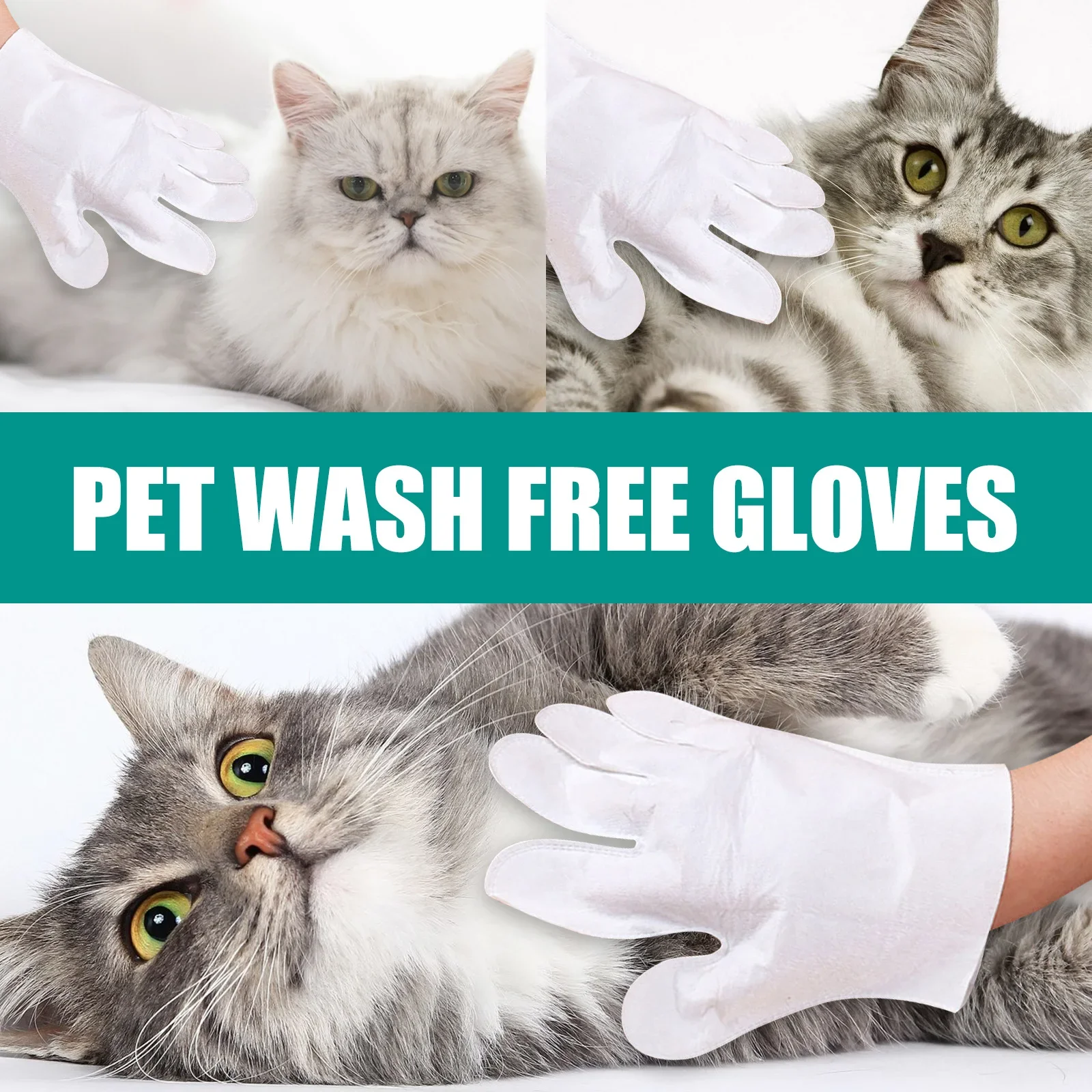 Pet Grooming Gloves 2/6pcs Pet Disposable Cleaning Gloves Wash Free Cats Dogs SPA Bath Supplies Massage Non Woven Fabric No Rinse Eye Wipe Gloves