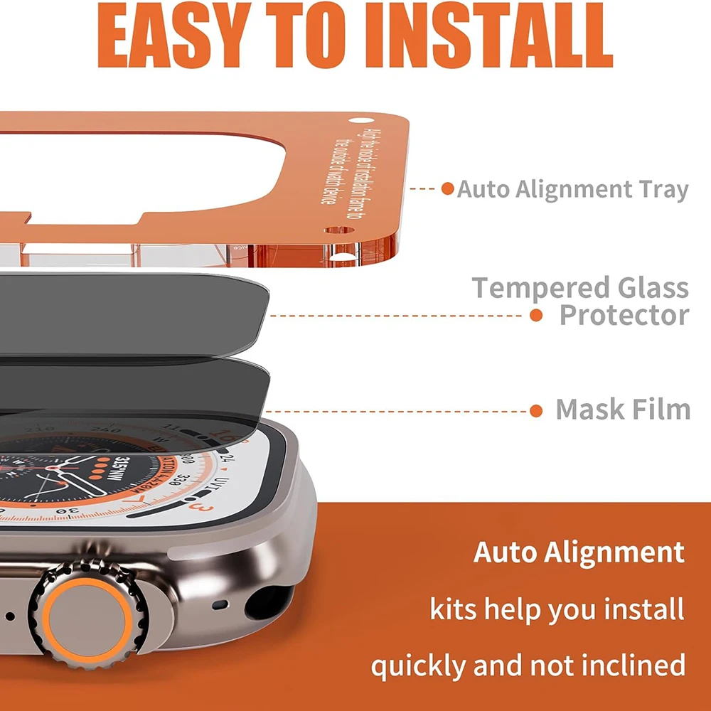 1-3Pack Privacy Screen Protector with Installation Anti-Spy Tempered Glass Films for Apple Watch Ultra 3/Ultra 2/Ultra 49mm