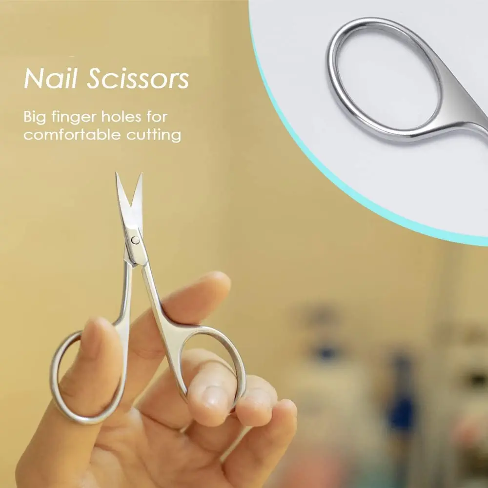 Professional Nail Cutter Scissors Stainless Steel Manicure Tools Sharp Curved Blades Grooming Tool for Eyebrow Eyelash Dry Skin images - 6