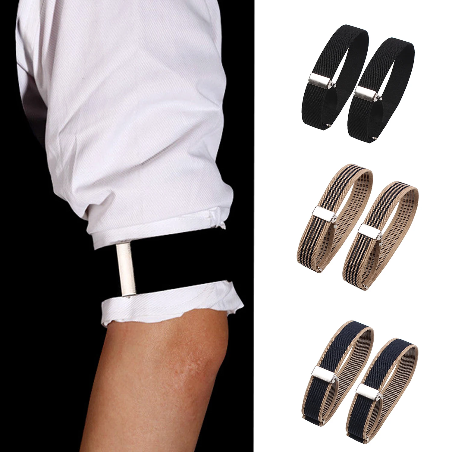 Heren Bedrijf Elastische Verstelbare Shirt Mouw Kousenband Armband Armband Anti-Slip Manchet Houder Armband