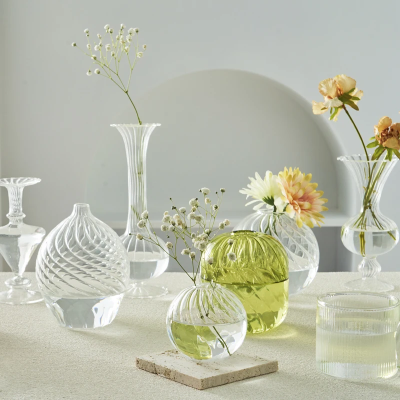 Transparent Vase Modern Home Decor Vase Decoration Home Wedding Clear Glass Vase Nordic Vases Set Hydroponic Vase 2
