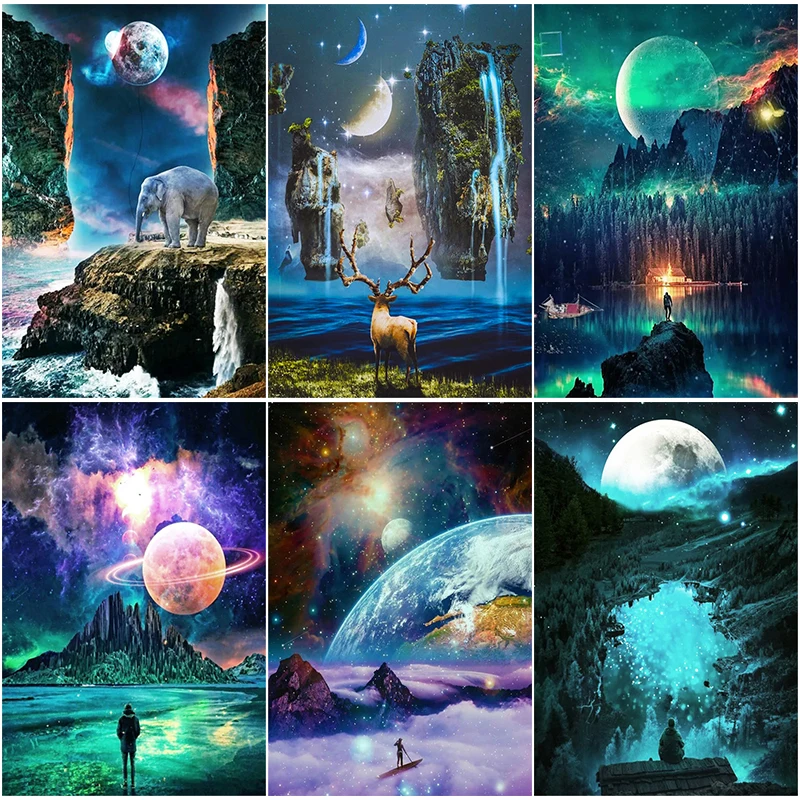 Psychedelic Art 5D AB Diamond Painting Fantasy Landscape Surrealism Trippy  Cross Stitch Kits Mosaic Embroidery Home Decor Gift - AliExpress