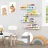 24-Inch Children's Bedroom Wall Bookcase (Set of 4), White Floating Baby Bookcase, Large Wooden Wall Bookcase and Toy Organizer 6