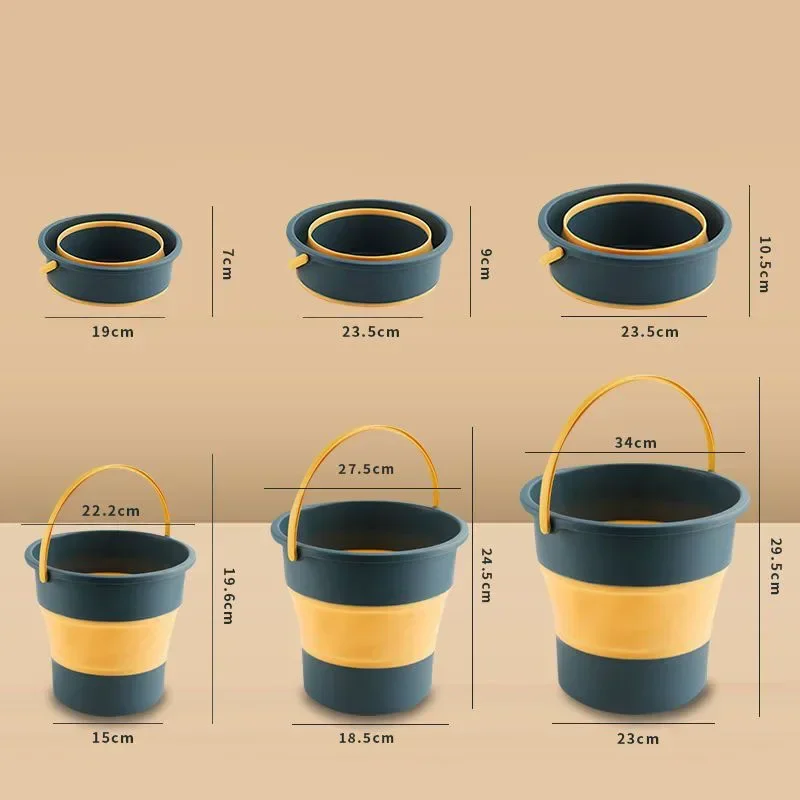 Folding Storage Bucket Silicone Bucket For Fishing Car Wash Outdoor Square Bathroom Kitchen Camp