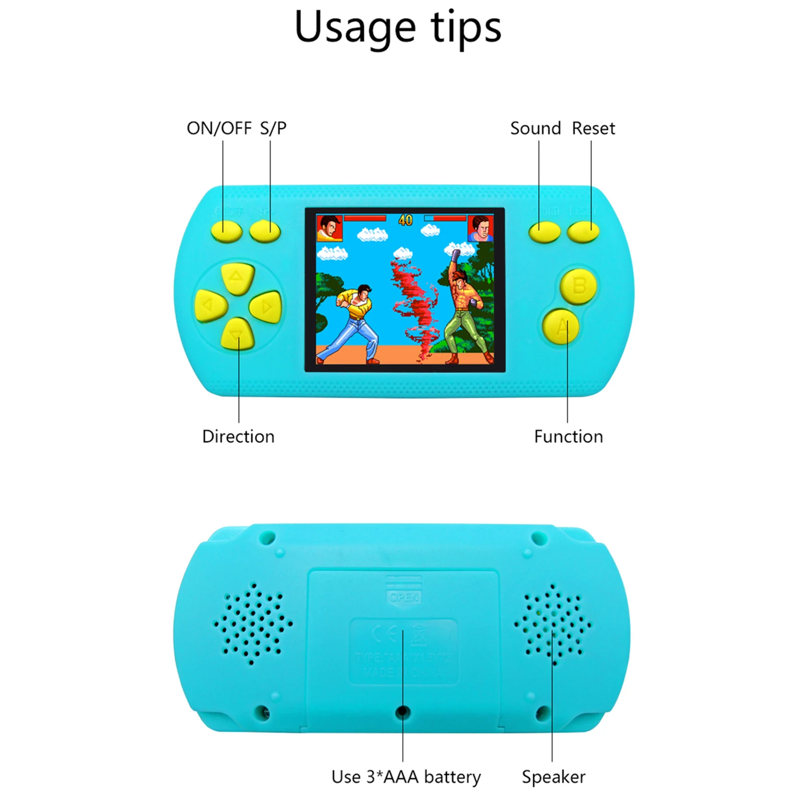  Kids Handheld Game Portable Video Game Player with 200 Games 16  Bit 2.5 Inch Screen Mini Retro Electronic Game Machine ,Best Gift for Child  (Blue) : Toys & Games