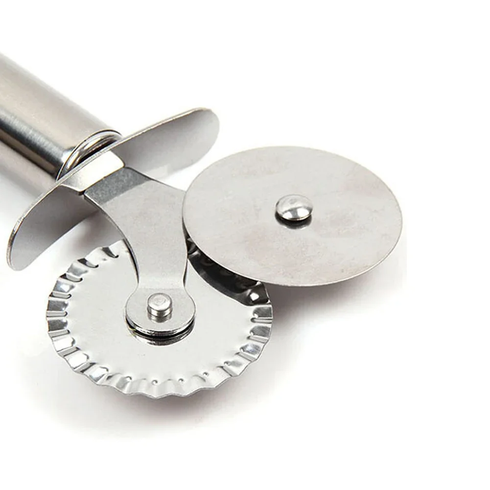 Pizza Cutter Round Double Wheel Roller Stainless Steel Kitchen Tool Pastry Pasta