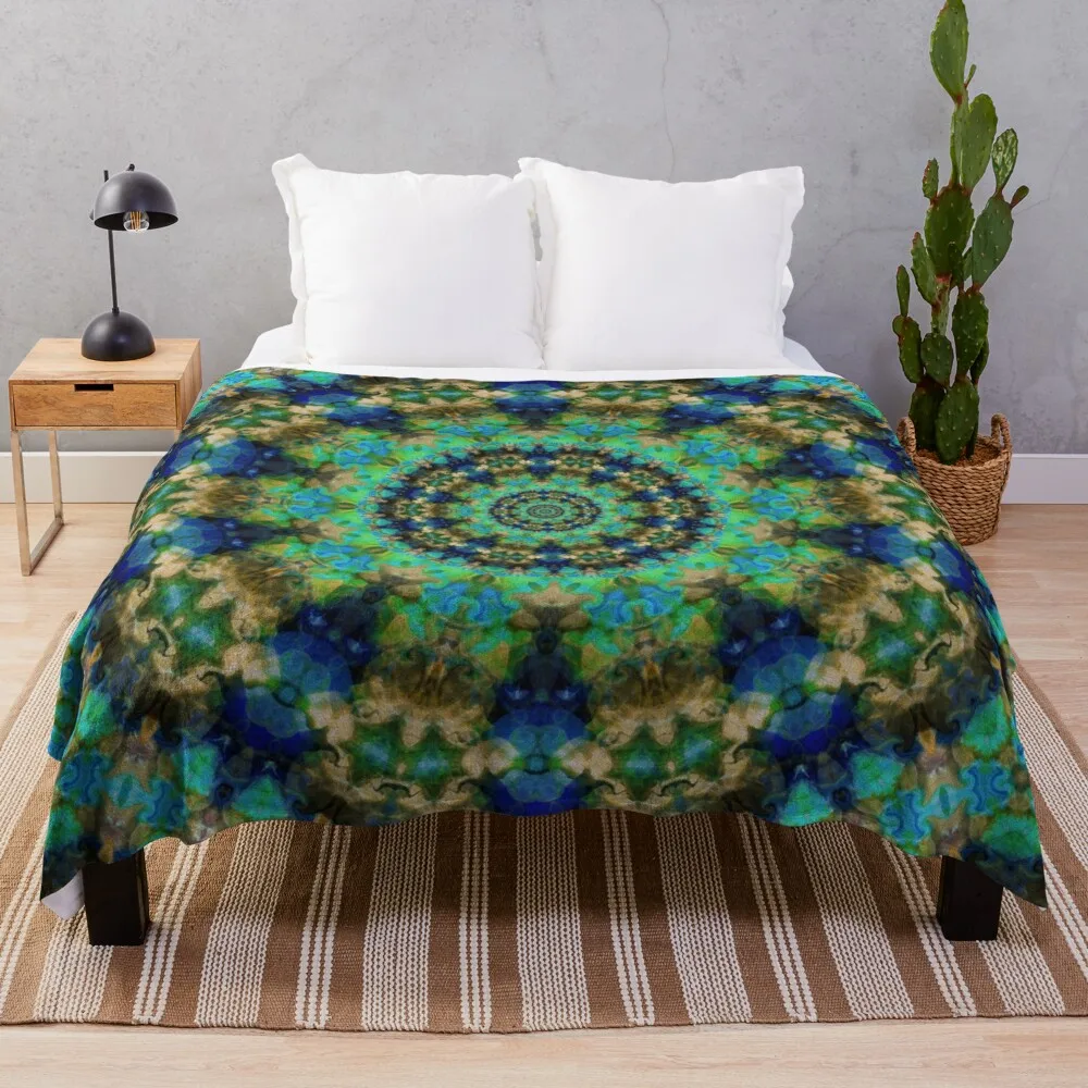 

Green Blue Mandala Throw Blanket Bed covers Flannels Blankets Sofas Of Decoration Decorative Sofa blankets ands Blankets