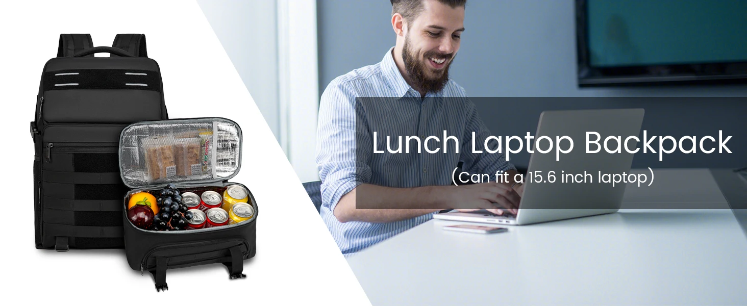 Tragbare Thermo-Lunch-Tasche, abnehmbarer Rucksack, Kühler mit hoher Kapazität, isolierte Picknick-Tasche, passend für 15,6-Laptops, Outdoor-Reiserucksack – Detail 4