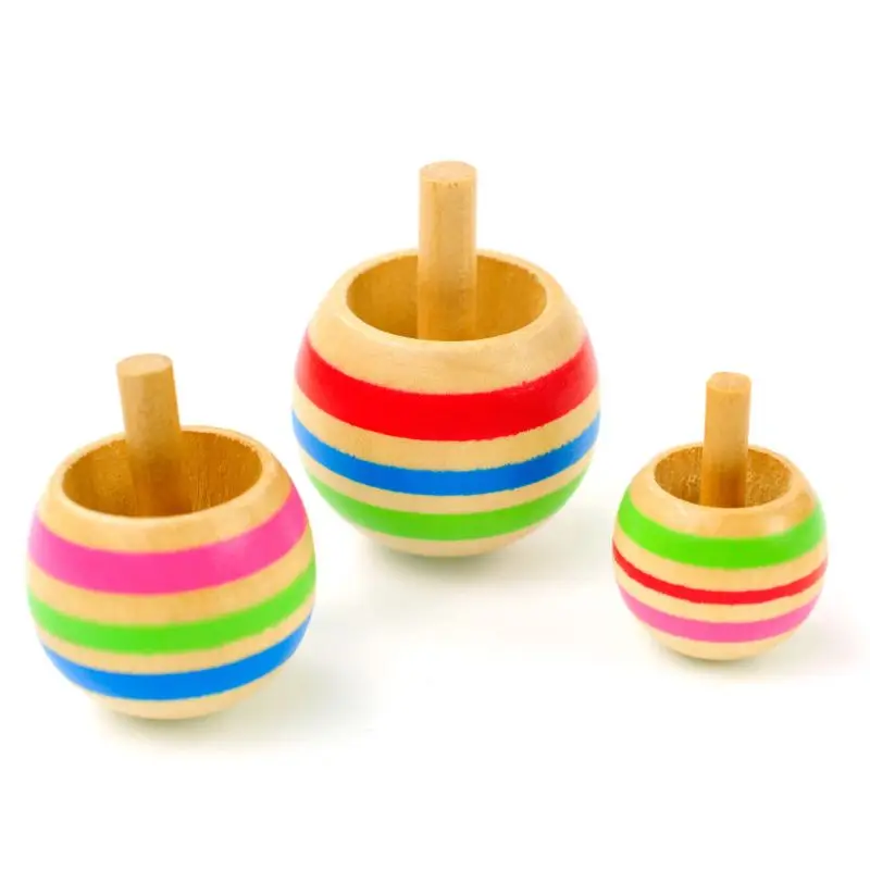 3pcs Wood Flip Over Top Tippie Top Spinnig Magic Toy Kids Toys Boys Favor Gift