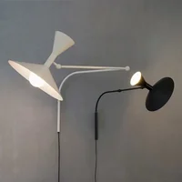 Designer Marseille Wall lamp White Black Metal Trumpet Swing Arm Sconce Lamp For Living Room Study Room Bedroom Bedside Lamps 1