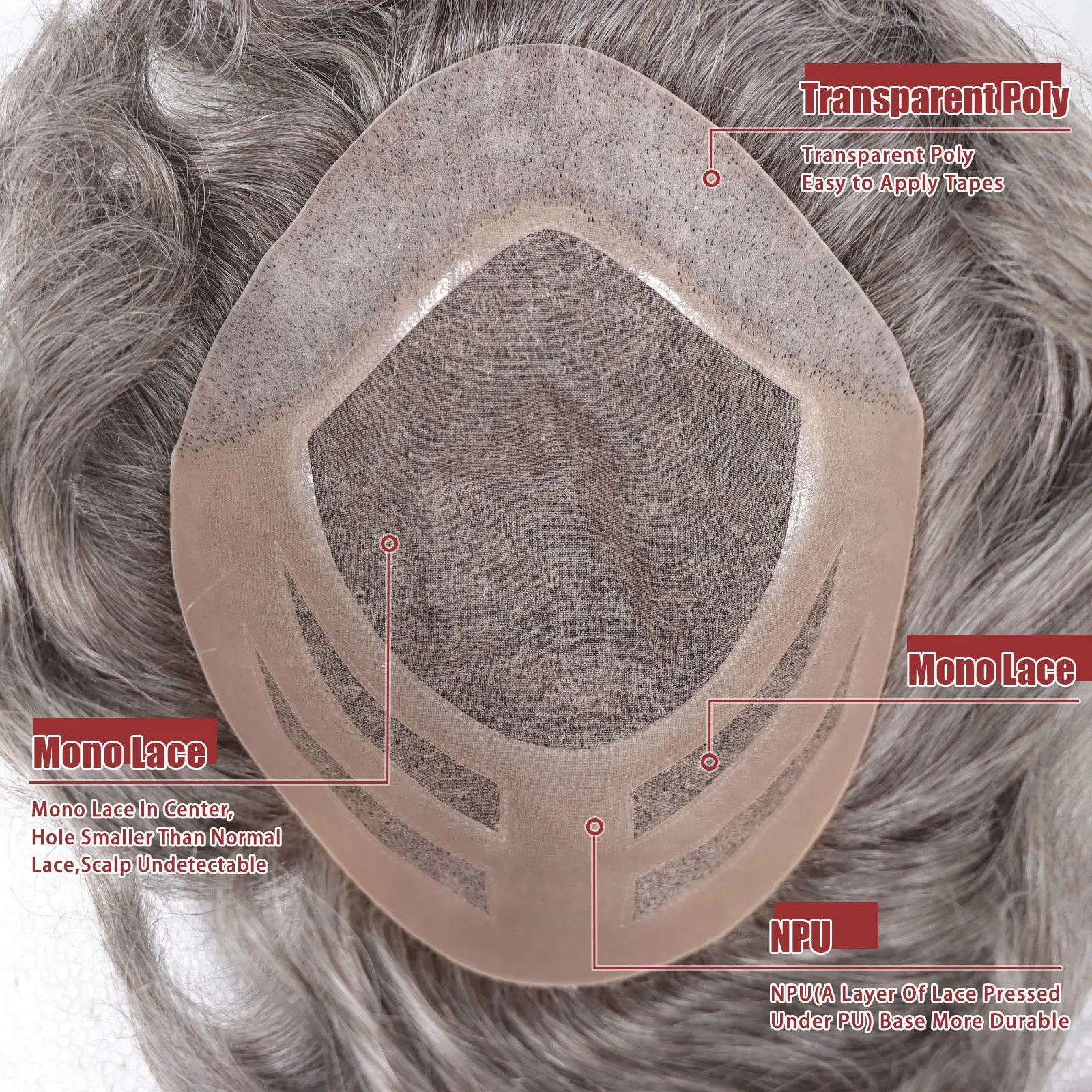 Toupee Rambut Toupee O Rambut Manusia Toupee #1B50 Unit Sistem