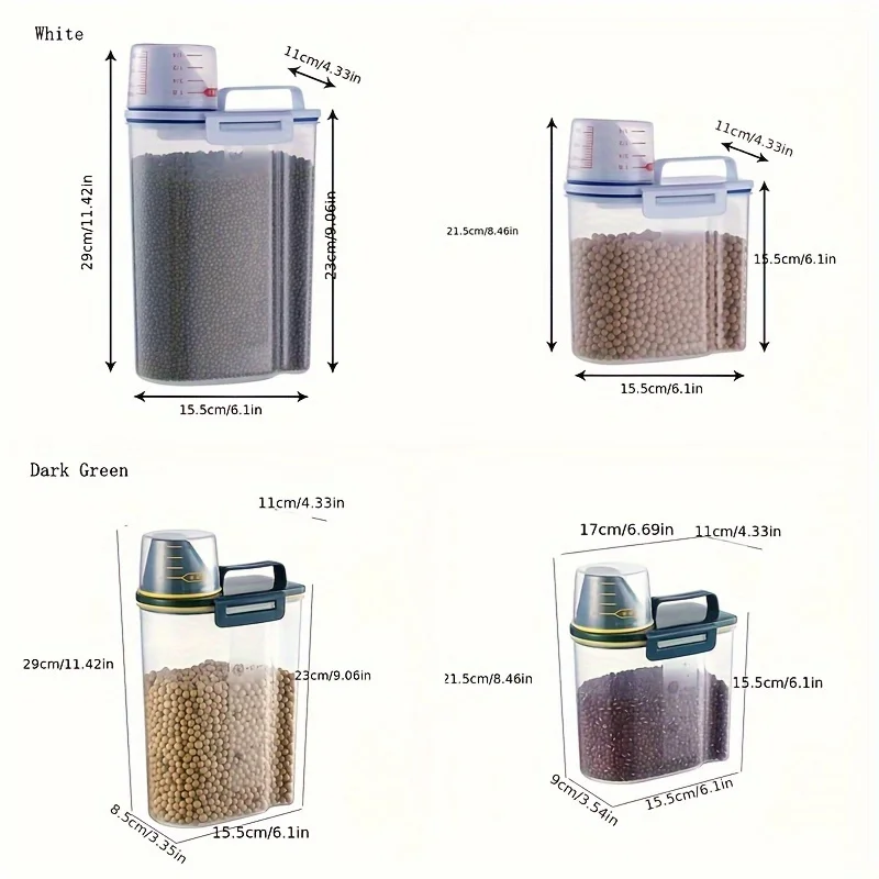 Pet Food Storage Container with Measuring Cup Handle Airtight Waterproof Pet Food Storage Dispenser Portable Buckets Feeder 5