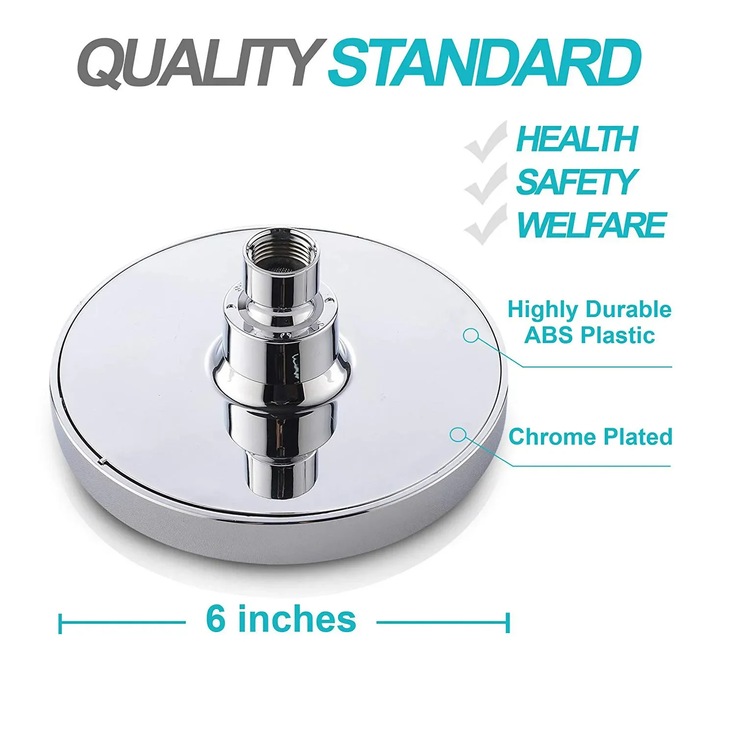 New 6 inches High Pressure Rain Shower Head with Arm 1min Installation Polished Chrome Rainfall Showerhead Anti-Clogging Nozzles 2