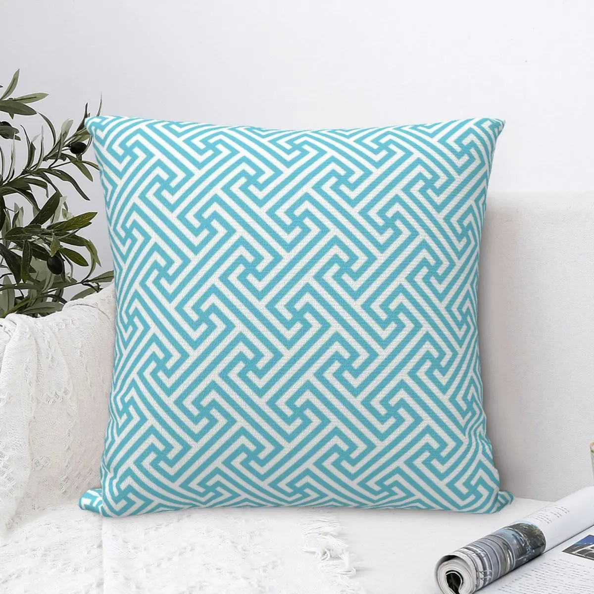 

Greek Stripes Pillow Cover Geometric Blue Soft Pillow Case Cushion Cover Kawaii Custom Pillowcases For Living Room Chair