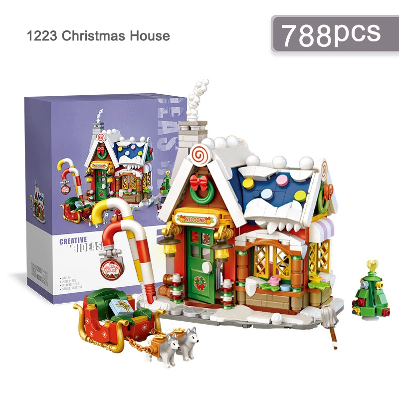 Creative Christmas House Model Building Block Set Diy City Street View House Assembly Ornaments Giocattoli Per Bambini Regali Di Festa