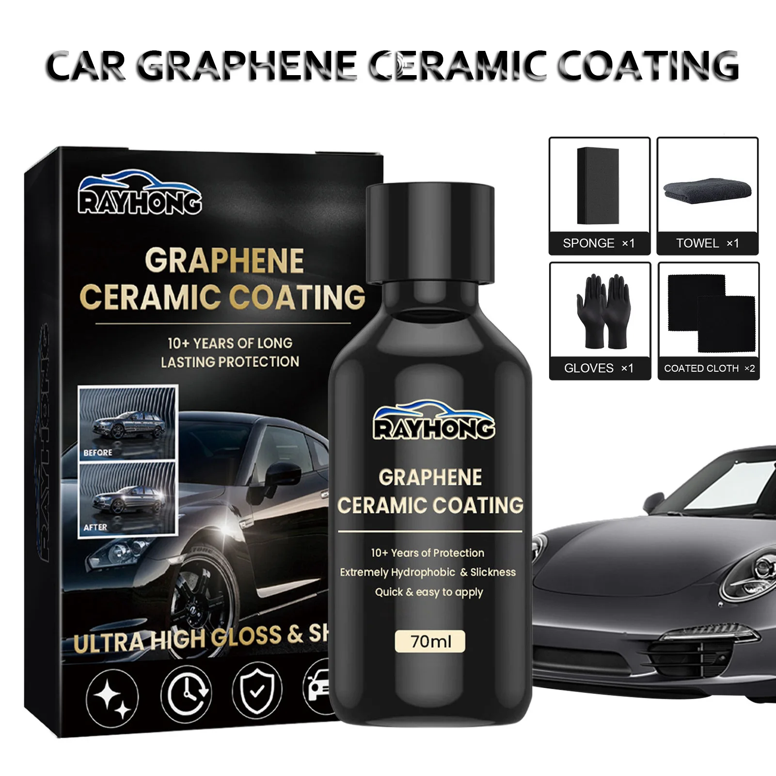 

Car Graphene Ceramic Coating Hardness 70ml Car Detailing Coating Polishing Liquid Hydrophobic Glass Plated Crystal Car Accessory