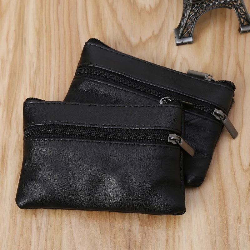 

Leather Men Zipper Purses Coin Purse Cash Change Wallet for Key Holder Card fo