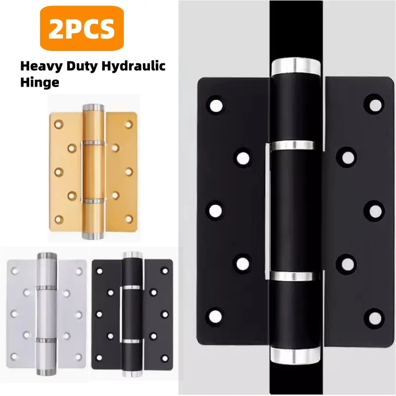 Soft Closing Hydraulic Door Hinges - Set of 2, 90° Positioning, 5-Inch Adjustable Door Closer