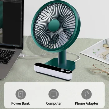 USB 충전식 진동 데스크 선풍기, 4 단 속도 설정, 5000mAh 미니 테이블 냉각 선풍기, 조절 가능 헤드 홈 오피스 개인 선풍기