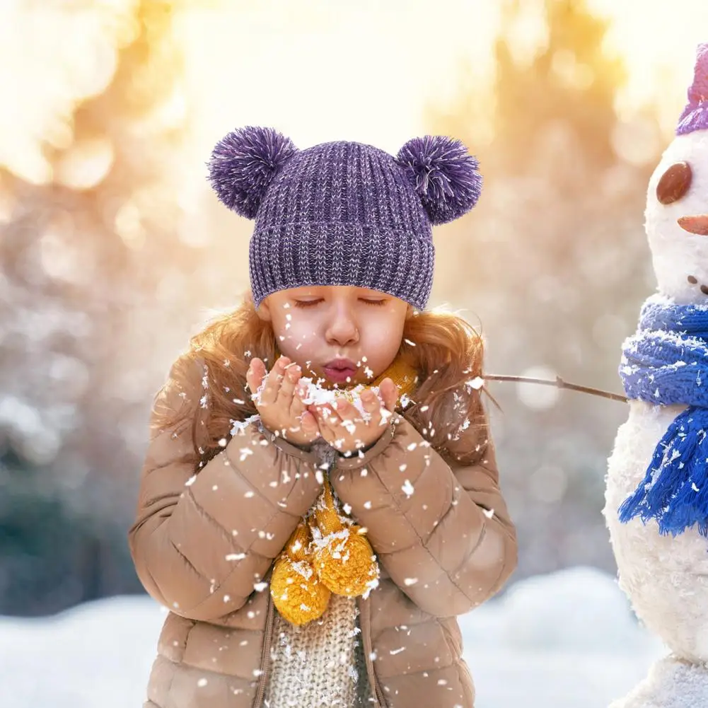 Kids Winter Hat Set Kids Thermal Lined Beanie Gloves Scarf Warm Plush Knitted Children's Hat Scarf Glove Set with for Boys