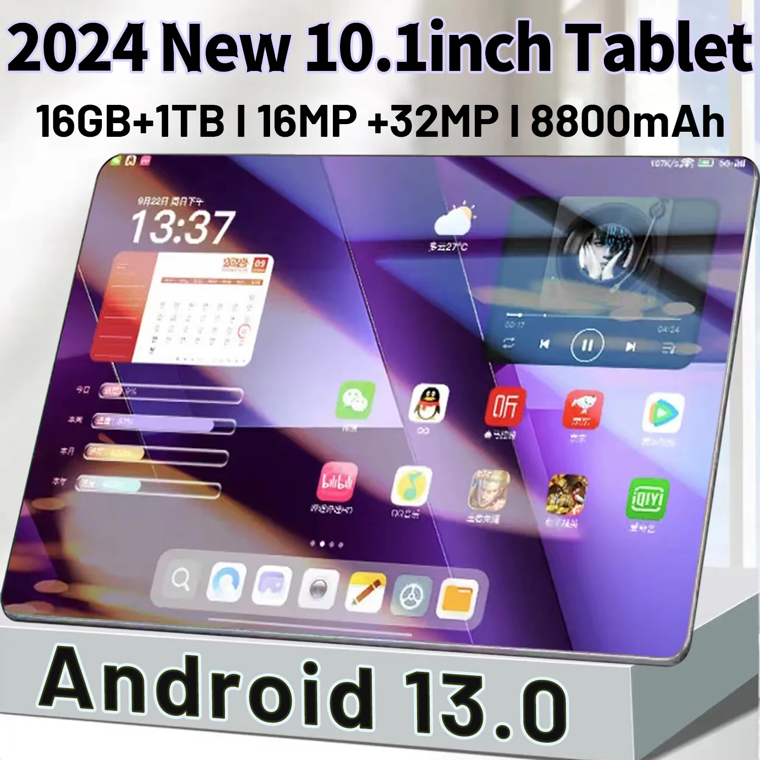 5G 2024 Tablet Da 10.1 Pollici Android 16Gb 1Tb 8800Mah Android 13.0 Mtk6797 Tablet Rete Globale 4K Schermo Intero Ultra Trasparente
