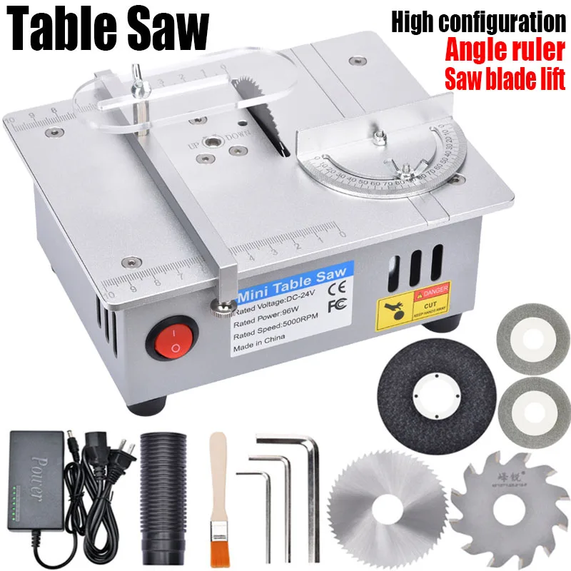 Mini Table Saw Woodworking Electric Small Bench Saw Handmade DIY Hobby Model Crafts Cutting Tool 775 Motor 96W 63mm HSS Blade