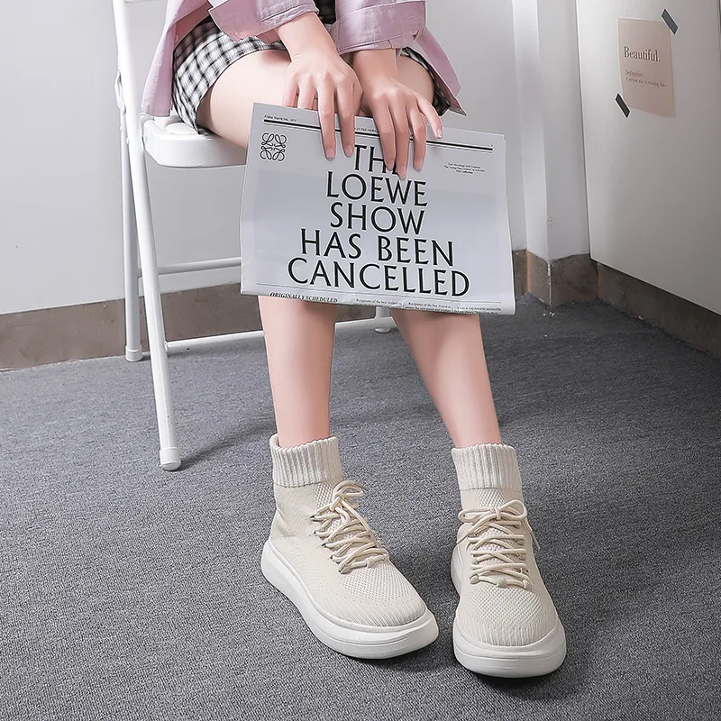 Spring Autumn New Women Fashion Elastic Socks Shoes Comfortable Breathable Casual Boots