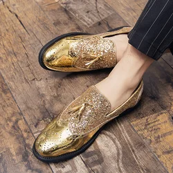 Luxury Brand High Quality Gold Tassel Loafers Shoes Men Soft Comfortable Mens Wedding Thick Sole Casual Shoes Men's Brogue Shoes