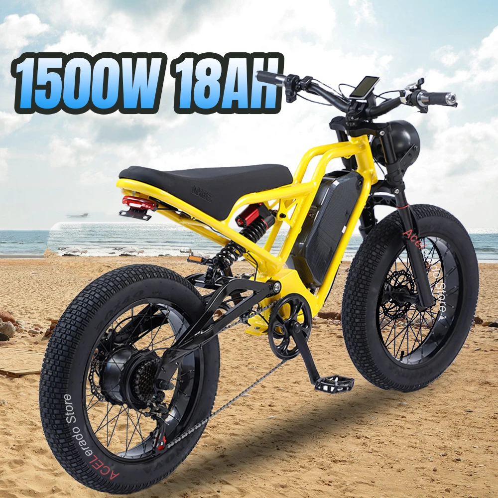 

Electric Bike for Adults 48V 18AH Removable Battery 1500W/750W Brushless Motor 20Inch Fat Tire Ebike 7-Speed Electric Bicycle