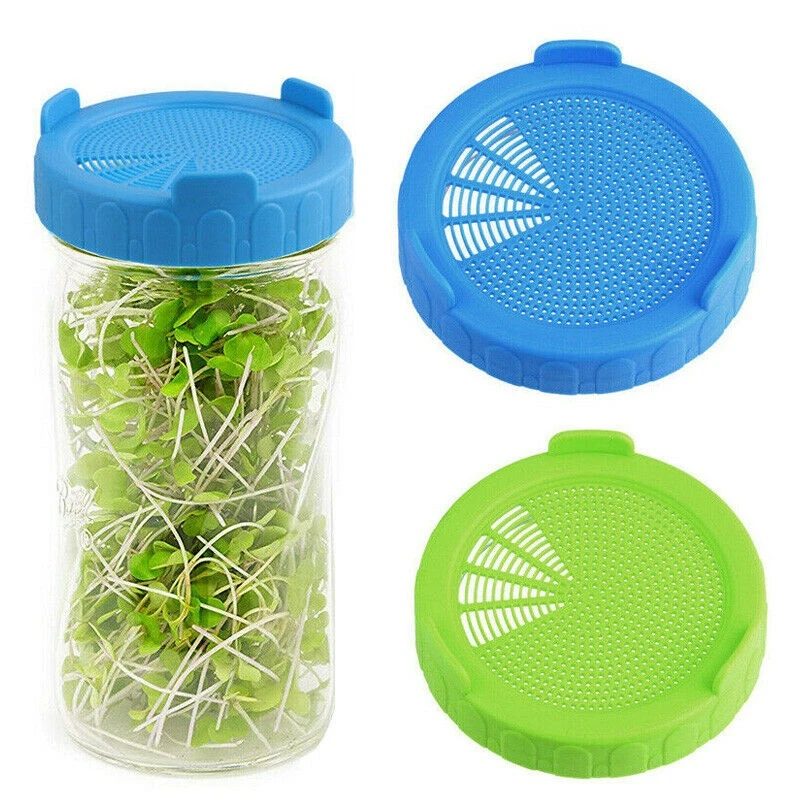 Food Grade Seedling Tray Lid Mesh Sprout Cover Kit Filter Seed Planting Germination Mason Jar With Silicone Sealing Ring Lids