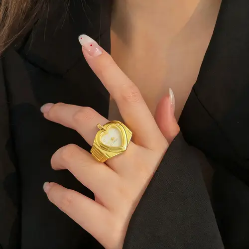 YHTOT Fashion Retro 18K Gold Plated Stainless Steel Mini Finger Watch with Adjustable Elastic Strap Women's Accessories, Festiv - Image 4