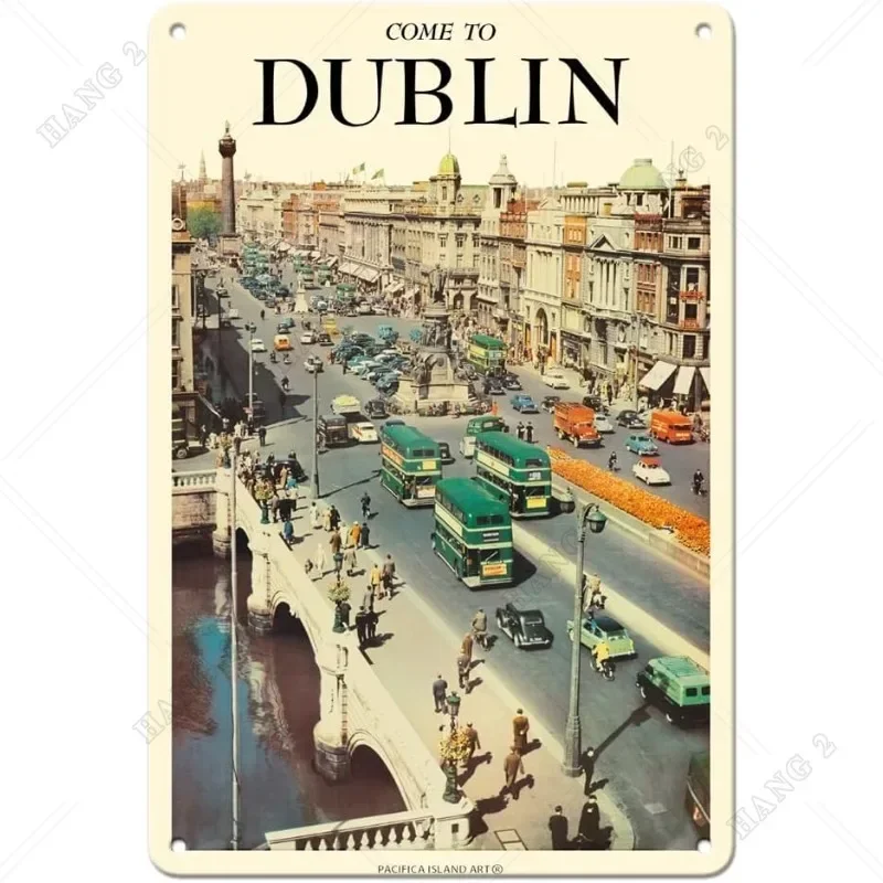 Vieni A Londra Irlanda Metal Tin Signs - Pacifica Island Art Ireland - Fly Irish Air Lines Vintage Travel Poster Room Decor