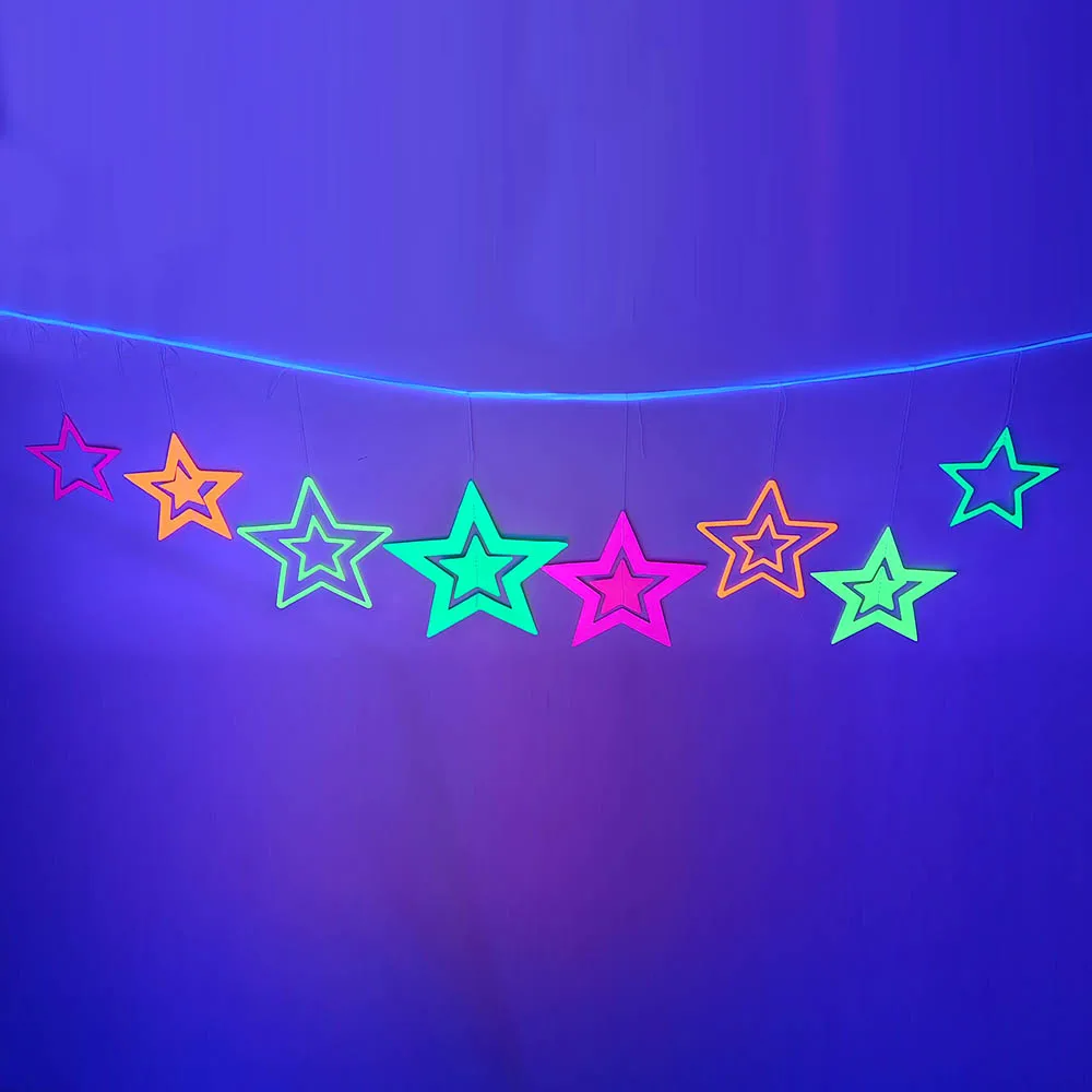 Neon Glowing Party Decor Set with UV Streamers and Fluorescent Accessories