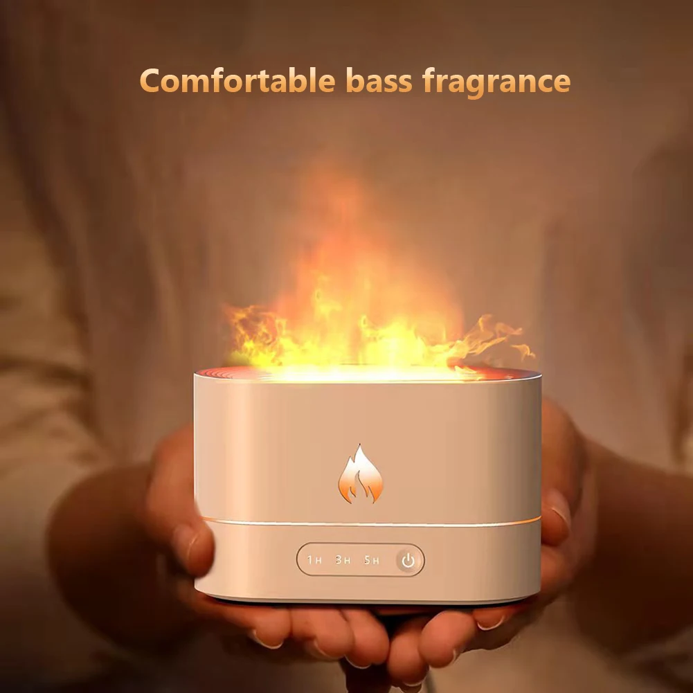 250ml Aroma Diffuser with Timer Flame Air Humidifier Super Quiet with Auto Off Protection for Spa Home Office Yoga Bedroom Gym