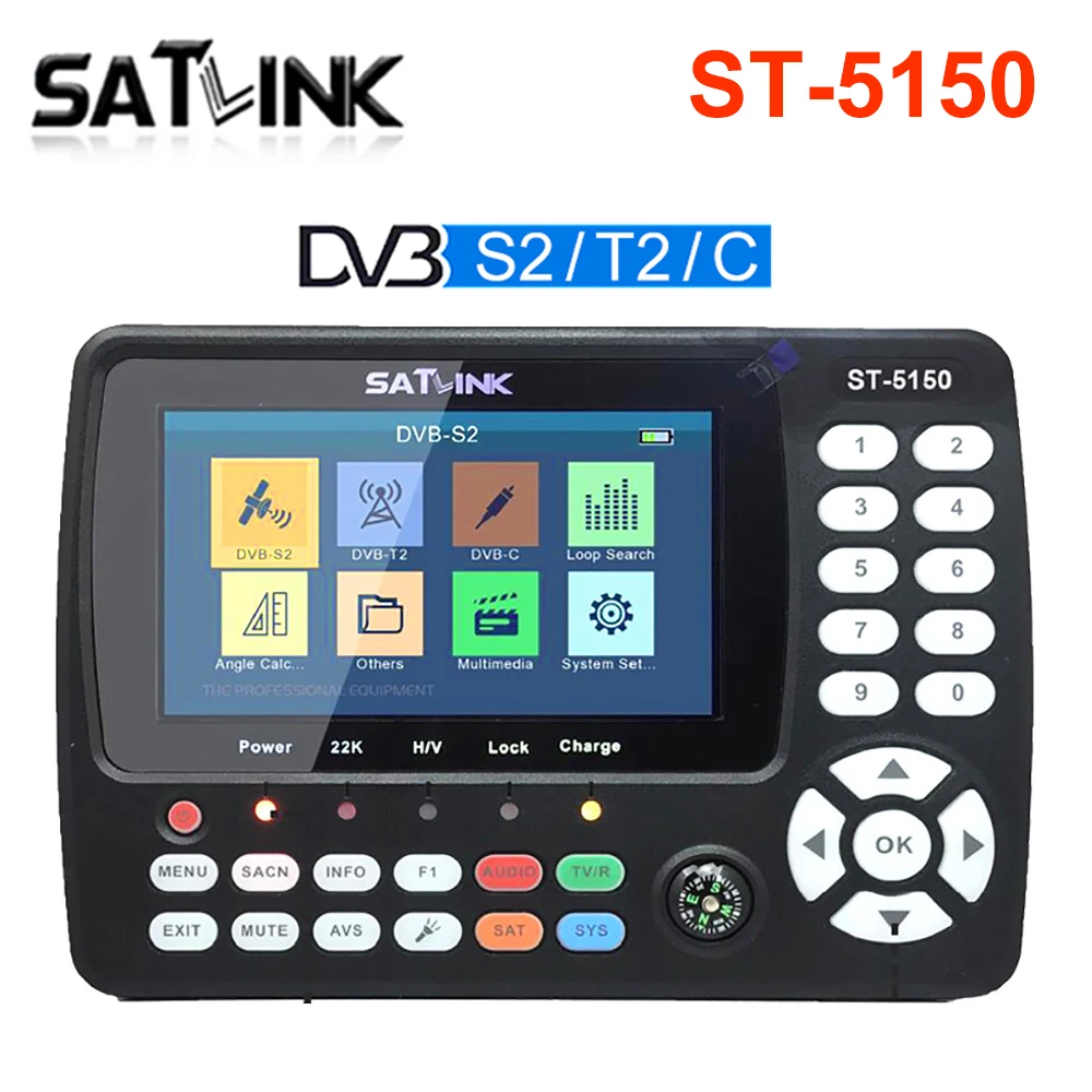 Original SATLINK ST-5150 DVB-S2/T2/C COMBO HD Satellite Finder Meter HEVC MPEG-4 Supports H265 (8bit) QPSK 8PSK 16APSK 4.3 Inch satellite signal finder