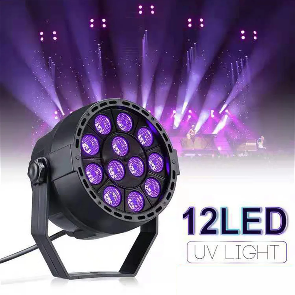 EU/US/UK/AU Plug 12 Leds Par Light UV Purple Color AC100-245V DMX Indoor Stage Lamp for Party,KTV,Wedding