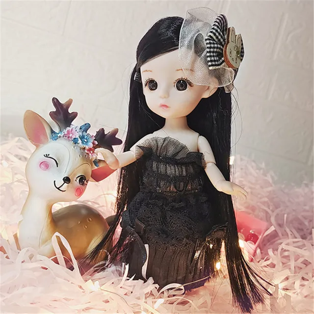 17cm Doll BJD Mini Doll 13 Movable Joint Baby 3D Eyes OB11 Beautiful Girl Toy DIY Doll With Clothes Dress Up 1/8 Fashion Doll 6