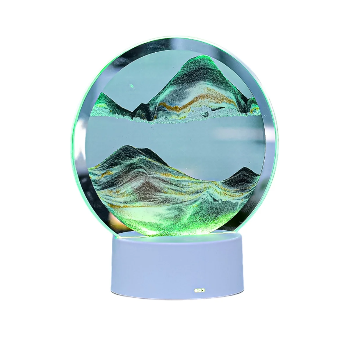 

Natural Landscape Sand Art Hourglass,Transparent Glass Round Colorful Painting Green