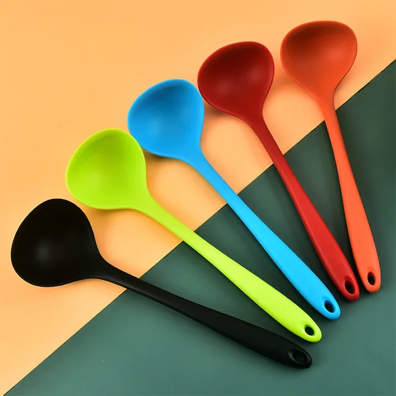 Non-Stick Silicone Soup Spoon Cooking Tools Kitchen Utensils Dining Supplies One-Piece Silicone Spoon From China