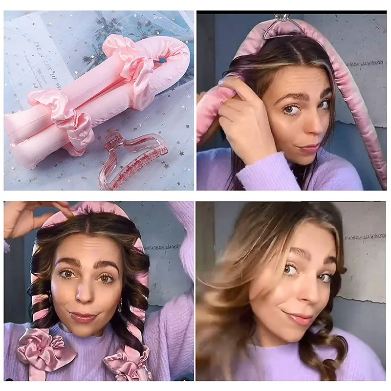 Heatless Curling Rod Headband No Heat Silk Curls Ribbon Hair Rollers Sleeping Soft Headband Lazy Hair Curlers Styling Tools hair styling tool hair curling tools