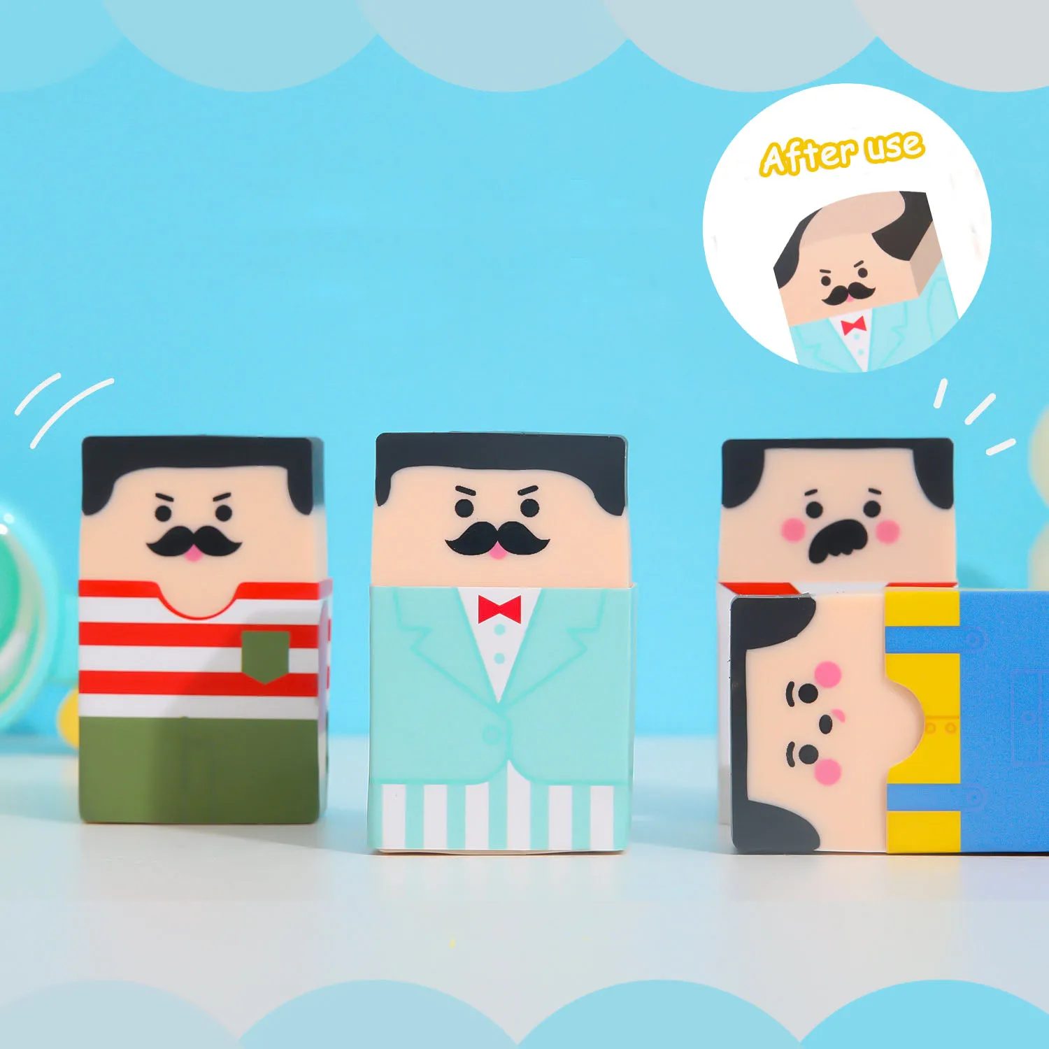 Creative Pencil Eraser Baldness Old Man Eraser Student Stationery School Office Supplies for Kids pencil eraser