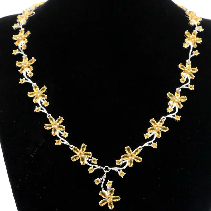 

35g 925 SOLID STERLING SILVER NECKLACE CHAIN Rich Blue Aquamarine Golden Citrine Swiss Blue Topaz CZ Wholesale Drop Shipping