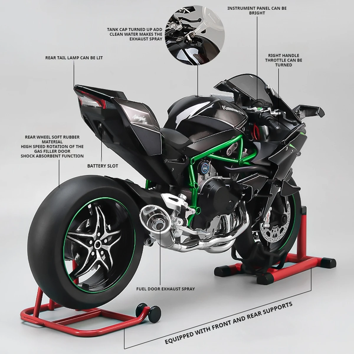 大 1:6 カワサキ H2R ブート可能スプレー可能ダイナミック合金