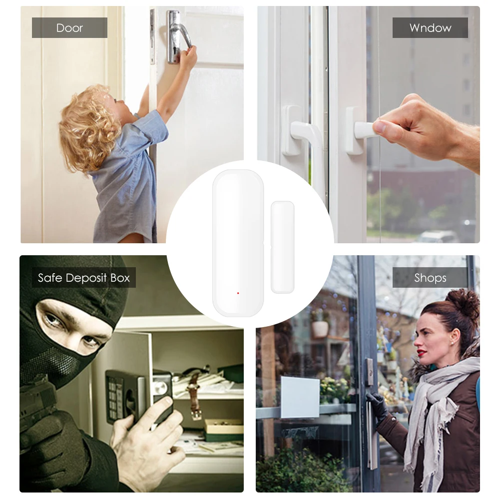 Tuya Zigbee And WiFi Door Window Sensor Garage Door Detector Smart Home Security Protection Works With Alexa Google Home