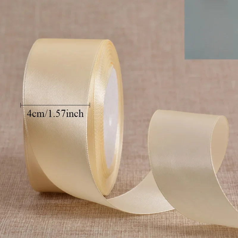 25 야드 새틴 리본 4CM, 공예, 꽃 꽃다발 선물 Wrappin 결혼식, 활 만들기에 대 한 폴리 에스터 실크 패브릭 머리 문자열 리본