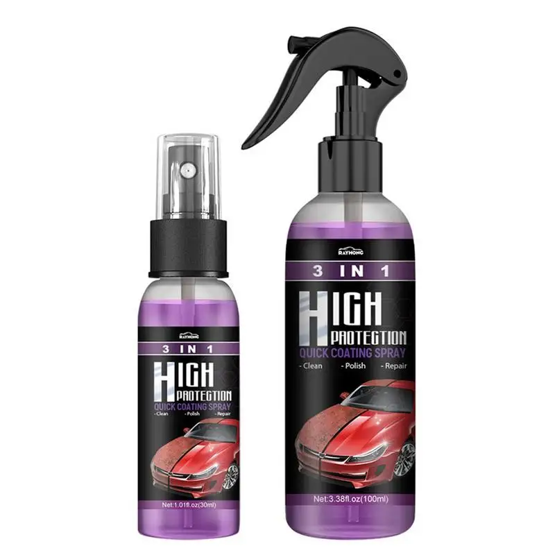 

3 In 1 Ceramic Coating Spray 30/100ml Car Polish Spray Waterless Car Detailing Hydrophobic Coating Repair Paint Scratches Agent