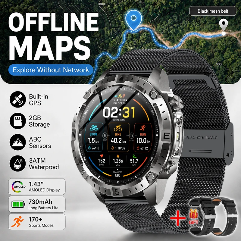 ตัวเลือกสินค้า นาฬิกา GPS กันน้ำกลางแจ้ง 3ATM สำหรับผู้ชาย